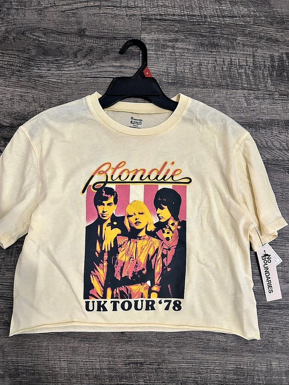 No Boundaries Blondie UK Tour 78 Graphic Crop Tee Cream XS